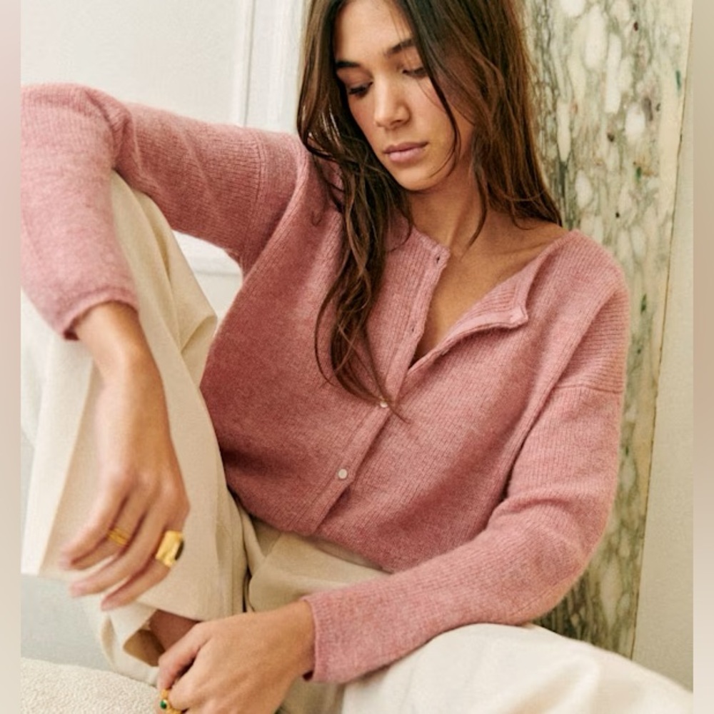 Sezane gaspard cardigan in rosewood